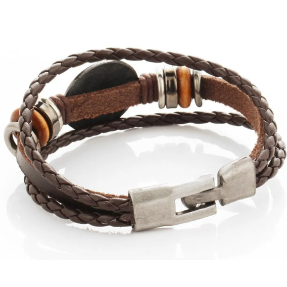 12 Constellation Zodiac Charm Leather Bracelet Hand Made Men Women Unisex Bangle - Picture 2 of 10